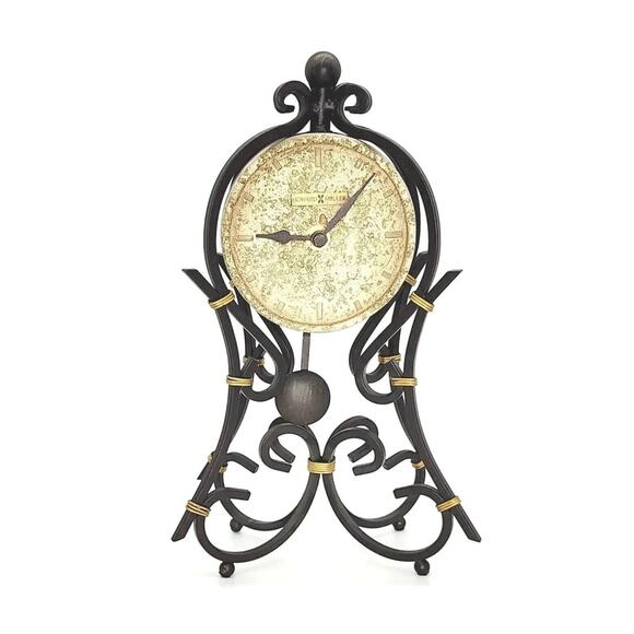 Stunning Howard Miller Vercelli Mantel Clock Wrought-Iron w/Gold Accents 635-141 - Picture 1 of 10